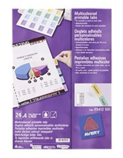 INDICES PLASTIFICADOS DE COLORES Y DESPEGABLES-IMPRESORAS LASER INYECCION DE TINTA-32X13-4 HOJAS AVERY 05412501