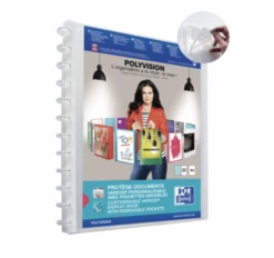 CARPETA DE FUNDAS INTERCAMBIABLES PERSONALIZABLES POLYVISION A4 20 FUNDAS COLOR TRANSPARENTE OXFORD 100205600