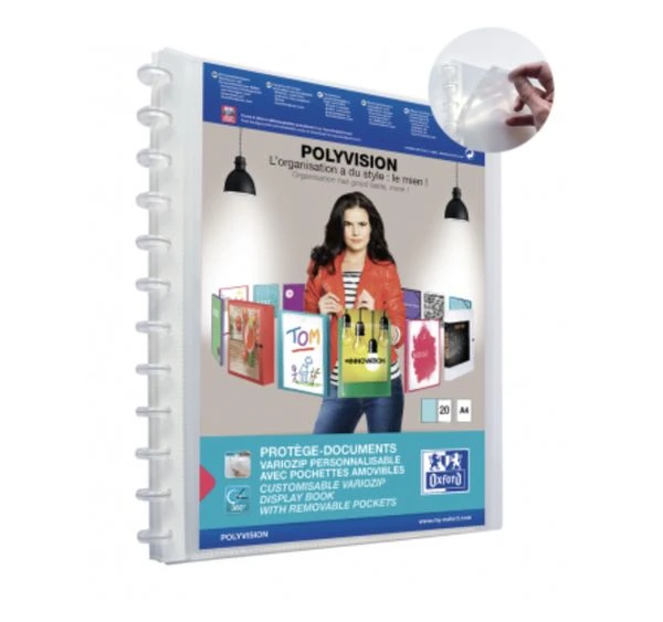 CARPETA DE FUNDAS INTERCAMBIABLES PERSONALIZABLES POLYVISION A4 20 FUNDAS COLOR TRANSPARENTE OXFORD 100205600 6 CARPETA DE FUNDAS INTERCAMBIABLES PERSONALIZABLES POLYVISION A4 20 FUNDAS COLOR TRANSPARENTE OXFORD 100205600 - Imagen 6