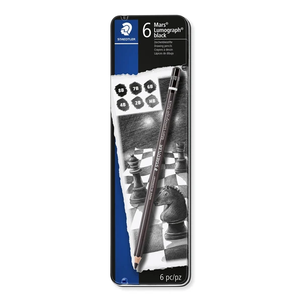 ESTUCHE DE METAL CON 6 LAPICES. GRADUACIONES 8B. 7B. 6B. 4B. 2B Y HB STAEDTLER 100B G6 1 ESTUCHE DE METAL CON 6 LAPICES. GRADUACIONES 8B. 7B. 6B. 4B. 2B Y HB STAEDTLER 100B G6