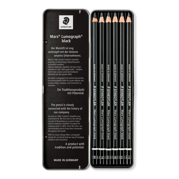ESTUCHE DE METAL CON 6 LAPICES. GRADUACIONES 8B. 7B. 6B. 4B. 2B Y HB STAEDTLER 100B G6 3 ESTUCHE DE METAL CON 6 LAPICES. GRADUACIONES 8B. 7B. 6B. 4B. 2B Y HB STAEDTLER 100B G6 - Imagen 3