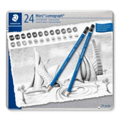 ESTUCHE DE METAL CON 24 LAPICES. GRADUACIONES STAEDTLER 100 G24