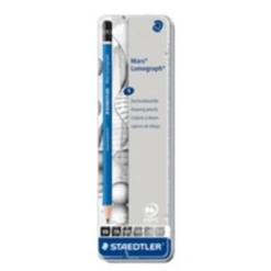 ESTUCHE DE METAL CON 6 LAPICES. GRADUACIONES 8B. 7B. 6B. 4B. 2B. HB STAEDTLER 100 G6