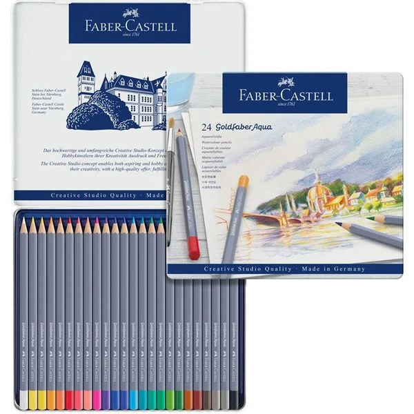 ESTUCHE DE METAL CON 24 LAPICES DE COLORES ACUARELABLES GOLDFABER. FABER CASTELL 114624 4 ESTUCHE DE METAL CON 24 LAPICES DE COLORES ACUARELABLES GOLDFABER. FABER CASTELL 114624 - Imagen 4