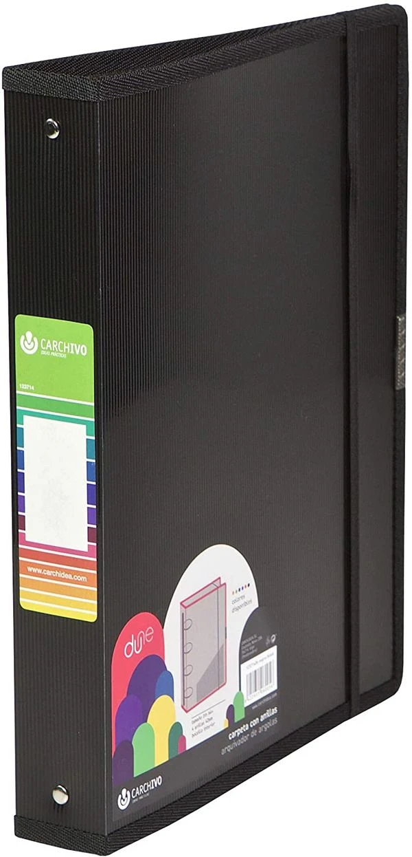 CARPETA ANILLAS POLIPROPILENO DUNE A4 4 40MM GOMA NEGRO CARCHIVO 12371406 2 CARPETA ANILLAS POLIPROPILENO DUNE A4 4 40MM GOMA NEGRO CARCHIVO 12371406 - Imagen 2
