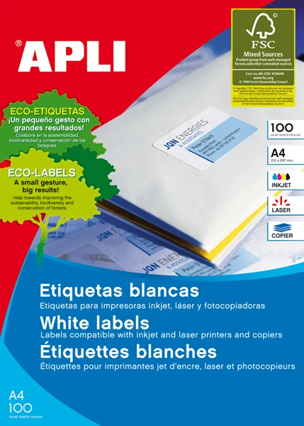 CAJA 100 HOJAS ETIQUETAS BLANCA ILC 70X30 1271 APLI 1 CAJA 100 HOJAS ETIQUETAS BLANCA ILC 70X30 1271 APLI