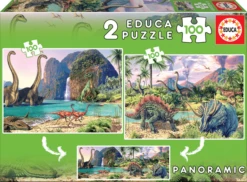 PUZZLE 2X100 DINO WORLD DE 6-8 ANOS EDUCA BORRAS 15620