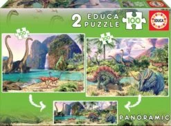 Alternative view of PUZZLE 2X100 DINO WORLD DE 6-8 ANOS EDUCA BORRAS 15620