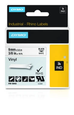 CINTA ROTULADORA RHINOPRO VINILO BLANCO 9MM.X5.5M. DYMO 18443