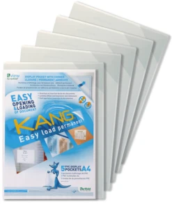 PACK DE 5 FUNDA ADHESIVA PERMANENTE KANG EASY LOAD A4 TARIFOLD 194680
