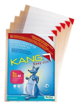 PACK DE 5 FUNDA ADHESIVA REPOSCIONABLE KANG EASY CLIC A4 VERTICAL HORIZONTAL TARIFOLD 194770