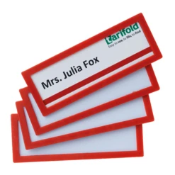 PACK DE 4 MARCOS IDENTIFICACION ADHESIVO COLORES 120X45MM ROJO TARIFOLD 194863