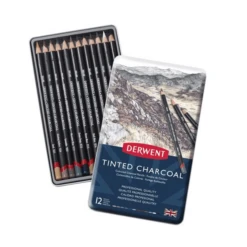 CAJA METALICA DE 12 LAPICES DERWENT DE CARBONCILLO CON COLOR DERWENT 2301690