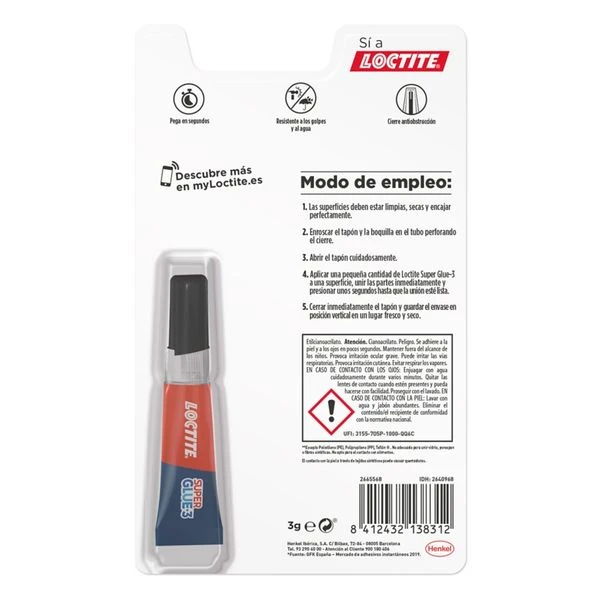 ADHESIVO INSTANTANEO SUPER GLUE-3 3GR33 GRATIS.ORIGINAL LOCTITE 2601228 3 ADHESIVO INSTANTANEO SUPER GLUE-3 3GR33 GRATIS.ORIGINAL LOCTITE 2601228 - Imagen 3