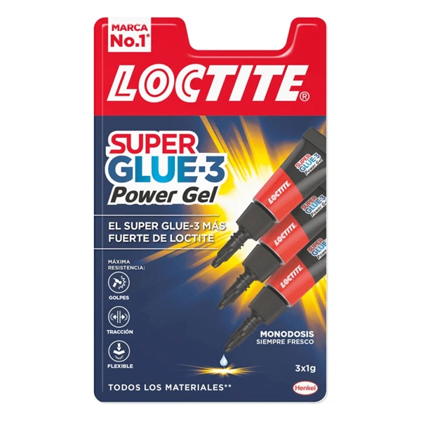 ADHESIVO INSTANTANEO SUPER GLUE-3X1GR. MONODOSIS POWER GEL LOCTITE 2640066 1 ADHESIVO INSTANTANEO SUPER GLUE-3X1GR. MONODOSIS POWER GEL LOCTITE 2640066