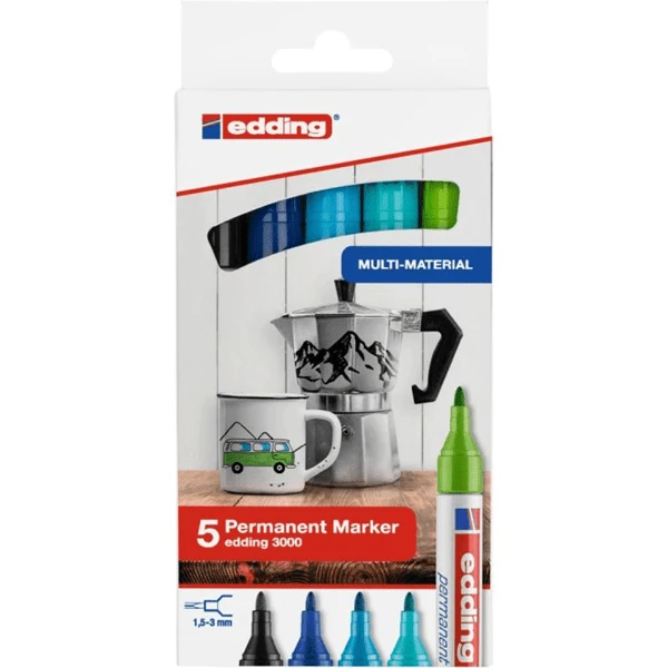 PACK 5 MARCADORES EDDING 3000 COLORES FRIOS 01. 03. 10. 11. Y 14. EDDING 3000-5-099 1 PACK 5 MARCADORES EDDING 3000 COLORES FRIOS 01. 03. 10. 11. Y 14. EDDING 3000-5-099