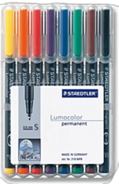 ESTUCHE 8 MARCADORES LUMOCOLOR PERMANENTE PUNTA SUPERFINA 0.4MM. SURTIDOS STAEDTLER 313 WP8