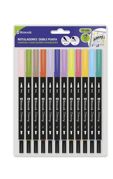 BLISTER 12 ROTULADORES LETTERING DOBLE PUNTA BISMARK 330114 1 BLISTER 12 ROTULADORES LETTERING DOBLE PUNTA BISMARK 330114