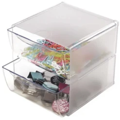 ORGANIZADOR MODULAR CON DOS CAJONES DE 16.5X14.5X7 TRANSPARENTE DEFLECTO 350101