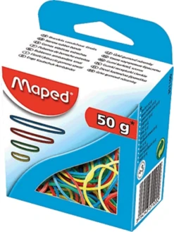 EXPOSITOR 12 CAJAS DE GOMAS ELASTICAS COLORES SURTIDOS GROSOR 1.5MM. MAPED 351100