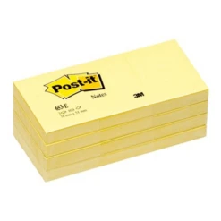 PACK 12 BLOC DE NOTAS ADHESIVAS AMARILLAS 100 HOJAS 38X51 POST-IT 3M653