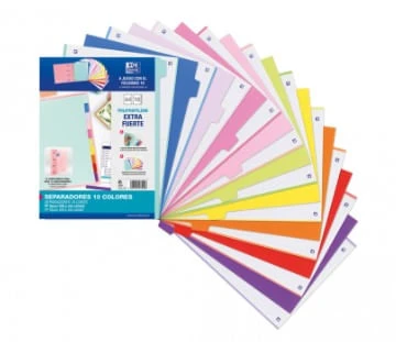 KIT SEPARADORES PP 500 MICRAS A4 10 POSICIONES COLORES PASTEL Y VIVOS OXFORD 400159038 2 KIT SEPARADORES PP 500 MICRAS A4 10 POSICIONES COLORES PASTEL Y VIVOS OXFORD 400159038 - Imagen 2
