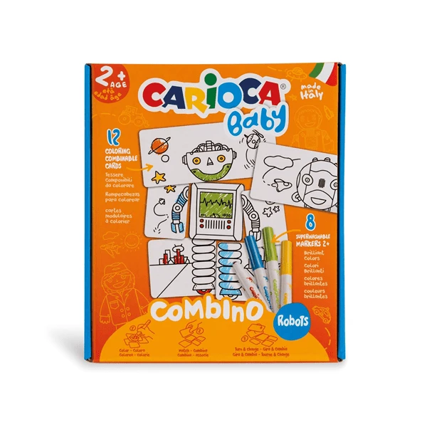SET BABY COMBINO 2 ROBOTS 8 ROTULADORES CARIOCA 42896 1 SET BABY COMBINO 2 ROBOTS 8 ROTULADORES CARIOCA 42896