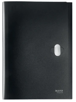 CARPETA POLIPROPILENO ACORDEON 5 POSICIONESBOLSILLO FRONTAL BROCHE GIRATORIO A4 RECYCLE NEGRO LEITZ 46240095