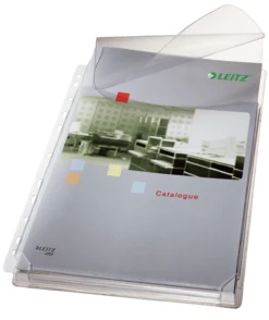 BOLSA 5 FUNDAS FUELLE CON SOLAPA MULTITALADRO GRAN CAPACIDAD FORMATO A4 170 MICRAS PVC TRANSPARENTE LEITZ 47573003