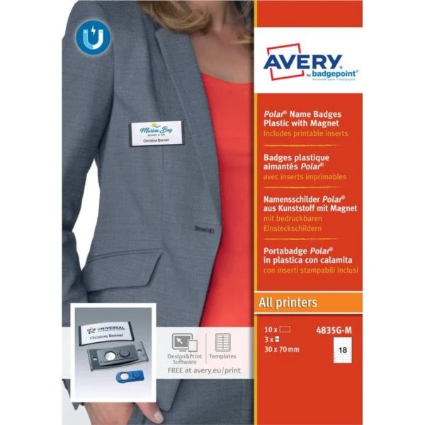 CAJA 10 PORTANOMBRES POLAR BADGE ANTRACITA CON IMANï½30 X 65 MM AVERY 4835G-M 3 CAJA 10 PORTANOMBRES POLAR BADGE ANTRACITA CON IMANï½30 X 65 MM AVERY 4835G-M - Imagen 3