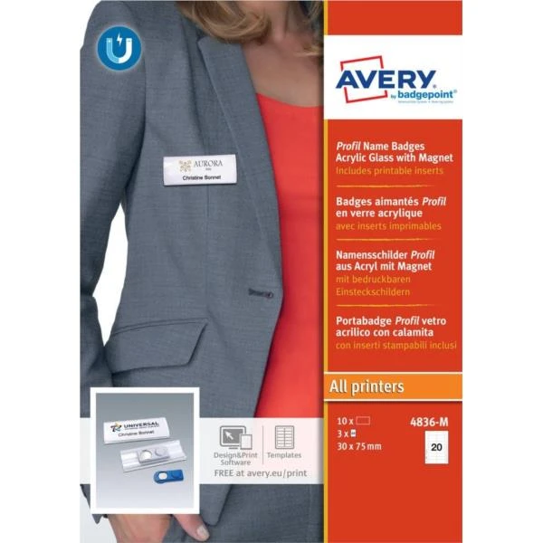CAJA 10 PORTANOMBRES PROFIL BADGE CON IMANï½27 X 75 MM AVERY 4836-M 3 CAJA 10 PORTANOMBRES PROFIL BADGE CON IMANï½27 X 75 MM AVERY 4836-M - Imagen 3