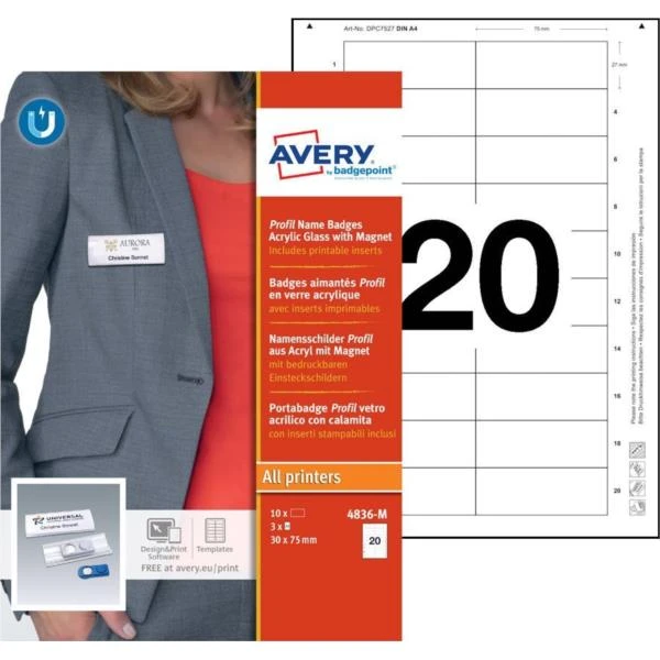 CAJA 10 PORTANOMBRES PROFIL BADGE CON IMANï½27 X 75 MM AVERY 4836-M 4 CAJA 10 PORTANOMBRES PROFIL BADGE CON IMANï½27 X 75 MM AVERY 4836-M - Imagen 4