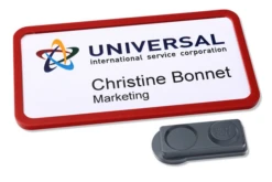 CAJA 10 PORTANOMBRES OFFICE BADGE ROJO CON IMAN EXTRA FUERTE--37 X 75 MM AVERY 4839R-L