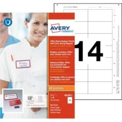 CAJA 10 PORTANOMBRES OFFICE BADGE ROJO CON IMAN EXTRA FUERTE--37 X 75 MM AVERY 4839R-L -tienda EPSON 4839R L pic 3