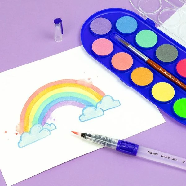 ESTUCHE 12 PASTILLAS ACUARELAS FLUO Y METAL 30MM CON PINCEL MILAN 531512 4 ESTUCHE 12 PASTILLAS ACUARELAS FLUO Y METAL 30MM CON PINCEL MILAN 531512 - Imagen 4