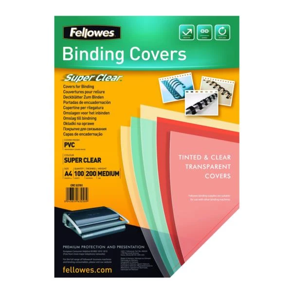 PACK 100 PORTADAS PVC TRANSPARENTE CRISTAL 150 MICRAS A4 FELLOWES 5376001 2 PACK 100 PORTADAS PVC TRANSPARENTE CRISTAL 150 MICRAS A4 FELLOWES 5376001 - Imagen 2
