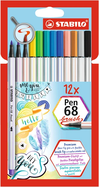 ESTUCHE CARTON 12 UNIDADES ROTULADOR PEN 68 BRUSH COLORES SURTIDOS STABILO 568 12-21 1 ESTUCHE CARTON 12 UNIDADES ROTULADOR PEN 68 BRUSH COLORES SURTIDOS STABILO 568 12-21