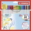 ESTUCHE CARTON 24 UNIDADES ROTULADOR PEN 68 BRUSH COLORES SURTIDOS STABILO 568 24-211