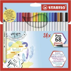 ESTUCHE CARTON 24 UNIDADES ROTULADOR PEN 68 BRUSH COLORES SURTIDOS STABILO 568 24-211