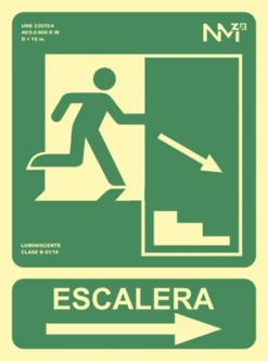 SENAL PSALIDA EMERGENCIA ESCALERA BAJA DERECHAP 224X300 PVC VERDE ARCHIVO 2000 6170-12H VE