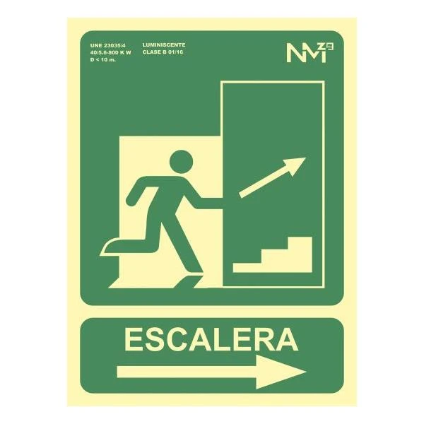 SENAL PSALIDA EMERGENCIA ESCALERA SUBE DERECHAP 224X300 PVC VERDE ARCHIVO 2000 6170-14H VE 2 SENAL PSALIDA EMERGENCIA ESCALERA SUBE DERECHAP 224X300 PVC VERDE ARCHIVO 2000 6170-14H VE - Imagen 2