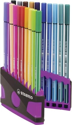 CAJA 20 ROTULADORES PEN 68 COLORPARADE PUNTA 1 MM ANTRACITA ROSA STABILO 6820-04-03 -tienda EPSON 6820 04 03 pic 2