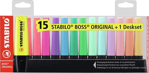 ESTUCHE DESKJET 15 BOSS COLORES PASTEL SURTIDOS STABILO 7015-02-5 1 ESTUCHE DESKJET 15 BOSS COLORES PASTEL SURTIDOS STABILO 7015-02-5