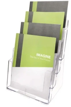 EXPOSITOR SOBREMESA ESCALONADO CON 4 COMPARTIMENTOS TRANSPARENTE A4 DEFLECTO 77441