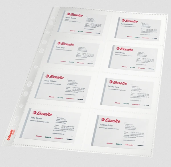 BOLSA 10 FUNDAS TARJETAS VISITAS MULTITALADRO PVC FORMATO A4 110 MICRAS ESSELTE 78930 1 BOLSA 10 FUNDAS TARJETAS VISITAS MULTITALADRO PVC FORMATO A4 110 MICRAS ESSELTE 78930