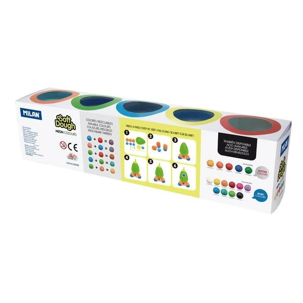 CAJA 5 FRASCOS 142GR NEON SOFT DOUGH NUEVO MILAN 913505N 3 CAJA 5 FRASCOS 142GR NEON SOFT DOUGH NUEVO MILAN 913505N - Imagen 3