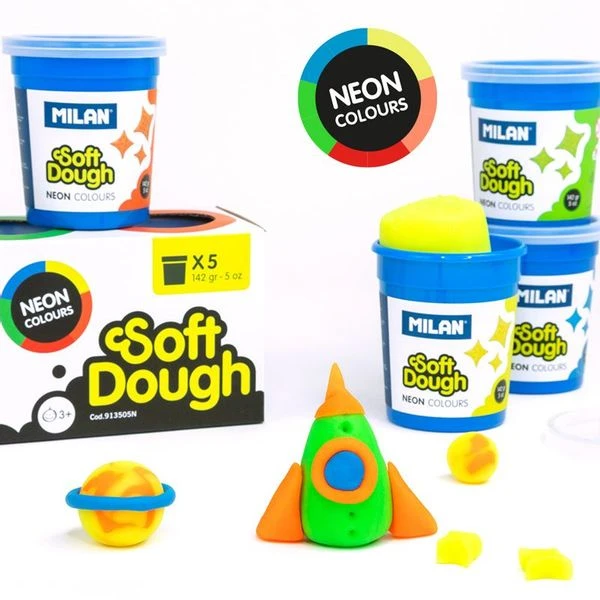CAJA 5 FRASCOS 142GR NEON SOFT DOUGH NUEVO MILAN 913505N 7 CAJA 5 FRASCOS 142GR NEON SOFT DOUGH NUEVO MILAN 913505N - Imagen 7