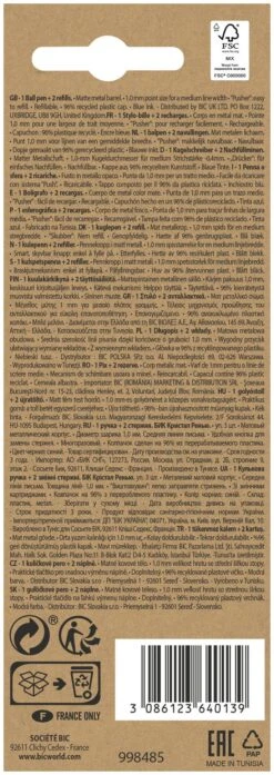 BOLIGRAFO RENEW CUERPO METAL TINTA AZUL BIC 997202 7 BOLIGRAFO RENEW CUERPO METAL TINTA AZUL BIC 997202 -tienda EPSON 997202 pic 2