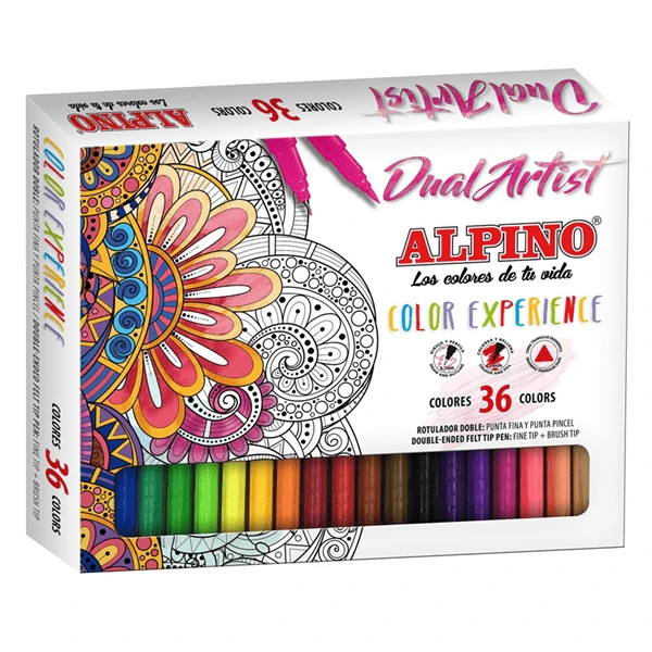 ESTUCHE 36 ROTULADORES PARA MANDALAS CON PUNTA PINCEL ALPINO AR000176 1 ESTUCHE 36 ROTULADORES PARA MANDALAS CON PUNTA PINCEL ALPINO AR000176