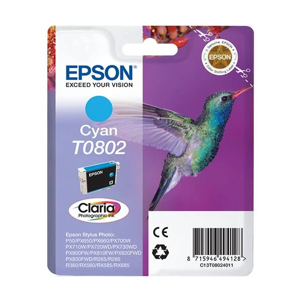 CARTUCHO EPSON CIAN T0802 C13T08024011 2 CARTUCHO EPSON CIAN T0802 C13T08024011 - Imagen 2